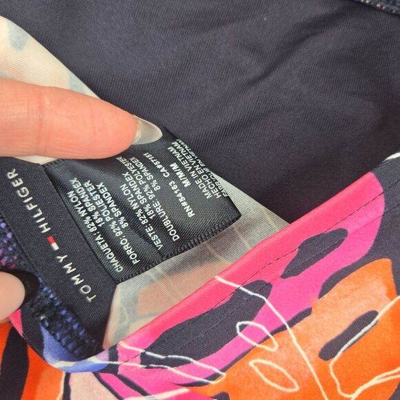 Tommy Hilfiger Halter Tankini Top Tropical Leaf Print Womens Swimwear Size M Pin - Picture 6 of 6